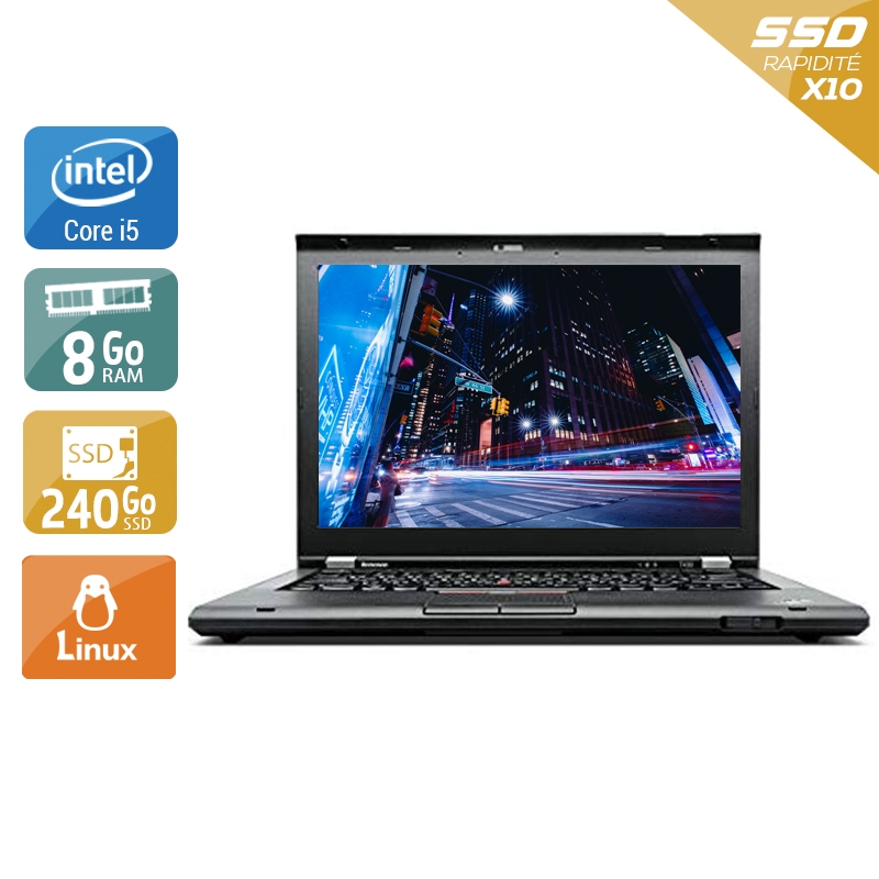 ThinkPad T430 14,1" Core i5 2,6Ghz 2012 (Linux) - Intel Core i5 2,6Ghz - 2 - 8Go DDR3 - 240Go SSD - Intel HD Graphics 4000 - 
Gris / Noir - Linux - AZERTY